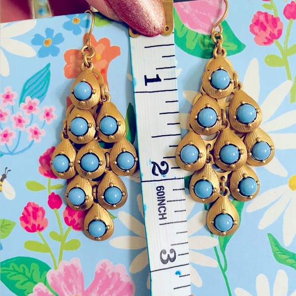 Darling Cascade Gold Faux Turquoise Stones Earrings - Picture 11 of 11